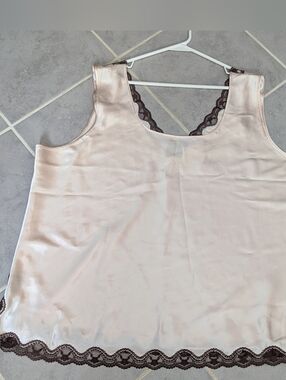 Vintage Style Secret Treasures Satin & Lace Cami - Nude/Beige - Plus Size 3XL
